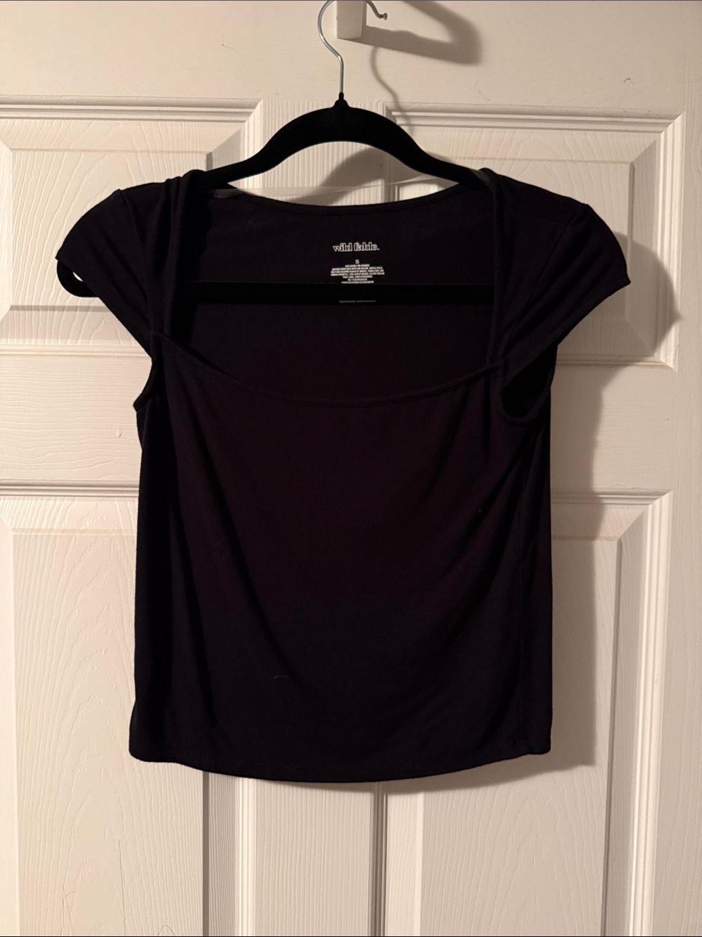 Wild Fable Short Sleeve Square Neck Fitted T-Shirt Black Small